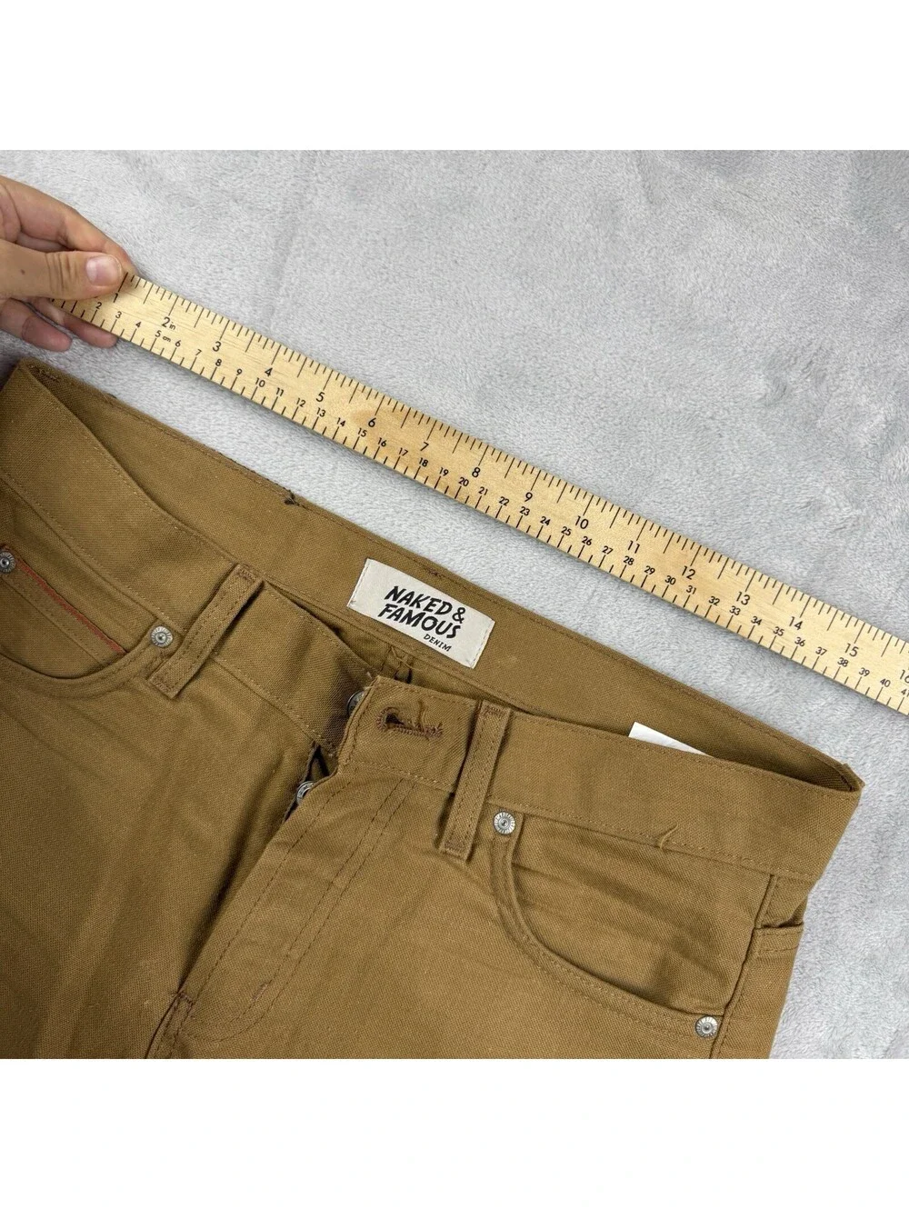 Naked & Famous Denim Men’s Duck Canvas Selvedge Pants Brown Size 31 Button Fly